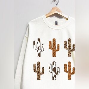 Cream Cactus Print Sweatshirt
